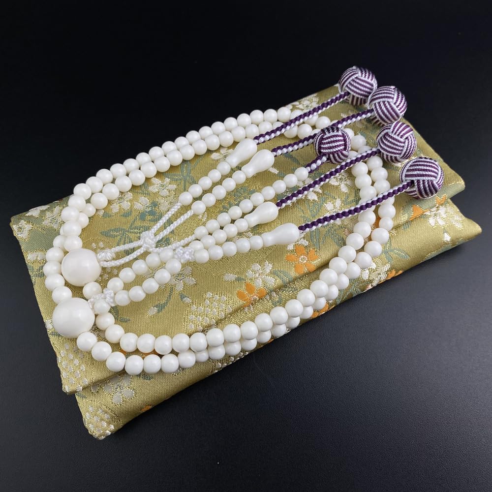 Myorenka Soka Gakkai Prayer Beads New Ivory PC Beads Shaku Black M Size Unisex Prayer Beads Prayer Beads Set Odamaki Sanskrit Tenbou SGI Prayer Beads