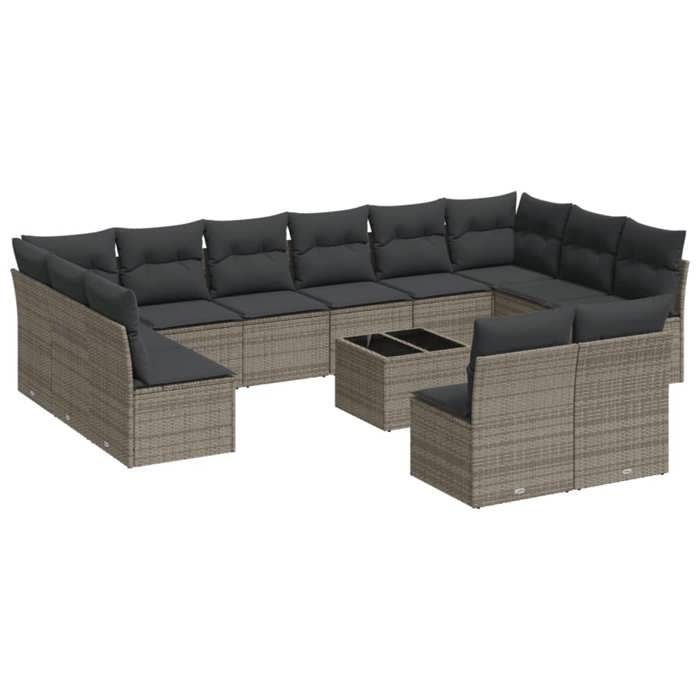 VidaXL Garden Lounge Set with Cushions 13 Pcs Grey Braided Resin 3250219