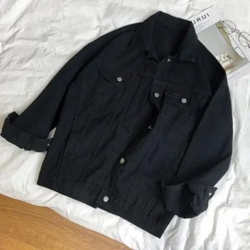 Denim Jacket Spring and Autumn Women s Coat Fashion Solid Color Loose Full Matching Lapel Women s Clothing S