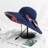 Double Side Wear Sun Protection Cap UV Protection Fisherman Hats Floral Collapsible Sunhat  Female