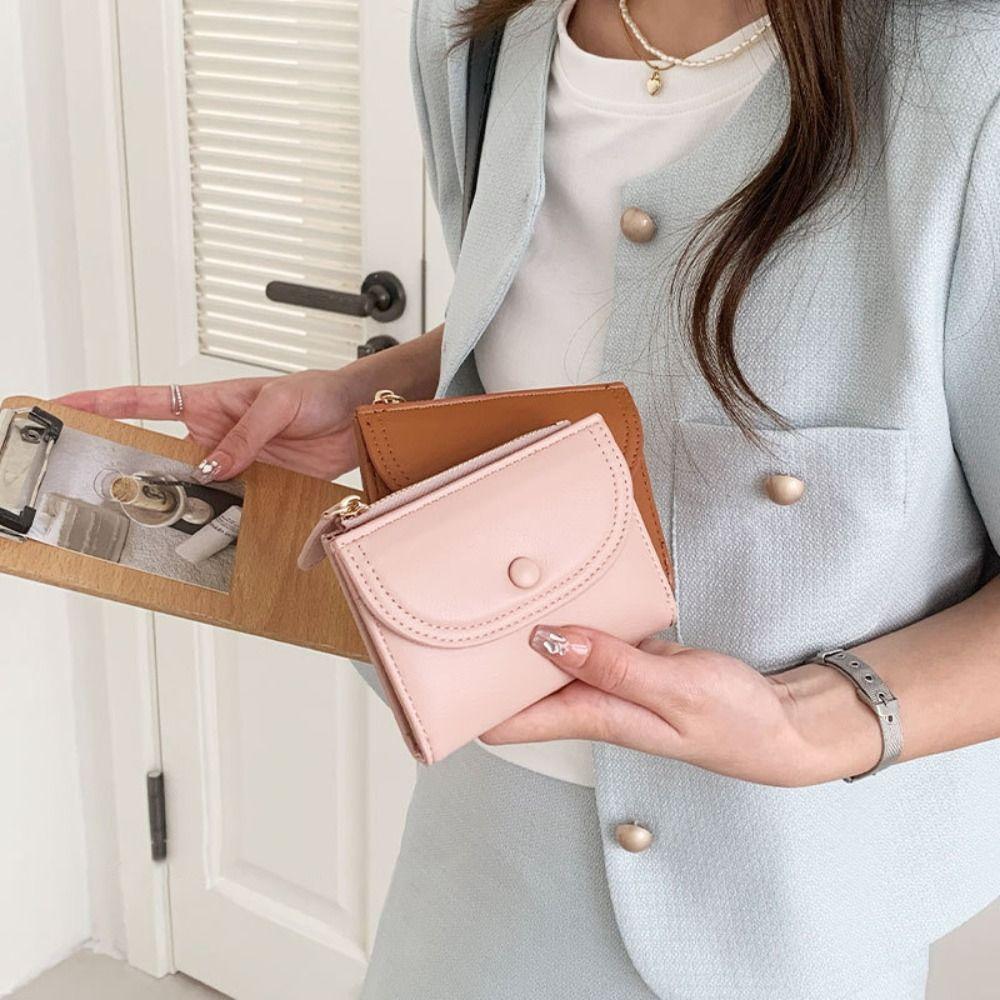 Short Clutch Short Wallet Purse Card Bag Fashion Design Solid Color Card Holder  Card Storage Bag