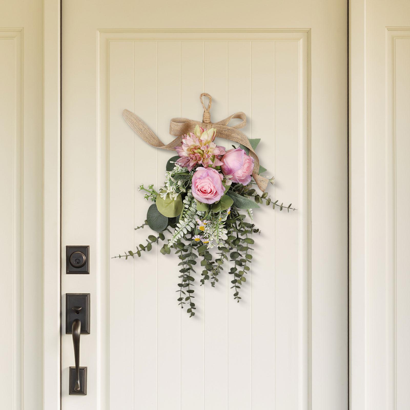 

Floral Swag Eucalyptus Chrysanthemum Wreath Outdoor Ornament Decoration 40 cm фиолетовый