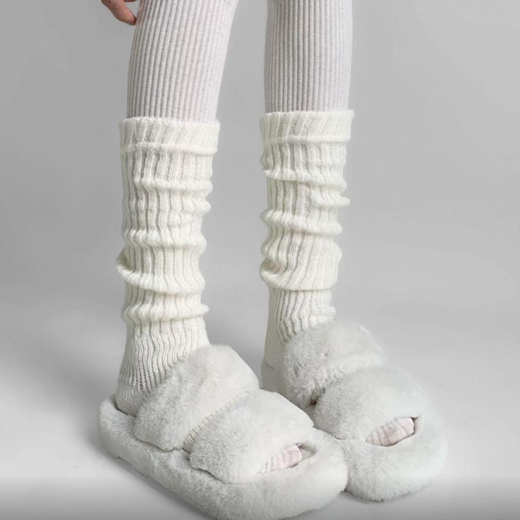 Women's Y2K Knitted Stirrup Leg Warmers - Thick, Warm Knee-High Socks for Autumn and Winter
