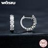 WOSTU 2.0 CT D Color VVS1 EX Moissanite 925 Silver Hoop Earrings 3.5mm Round Diamond Cut Platinum Plated Earrings