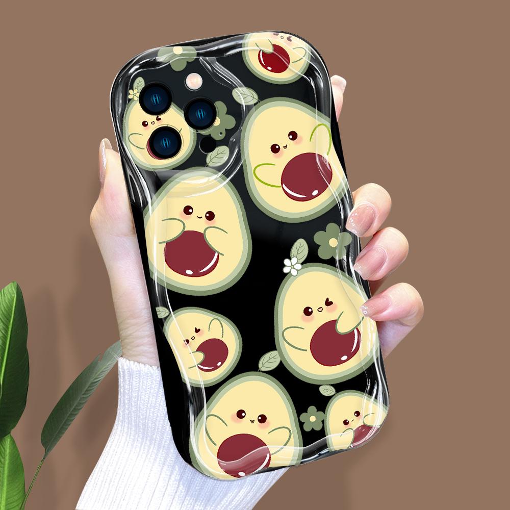 Kreslený vzor krémová textura pouzdro vlnitý okraj měkký silikonový kryt pouzdro na telefon pro iPhone Samsung Huawei Honor Xiaomi Redmi Infinix Tecno