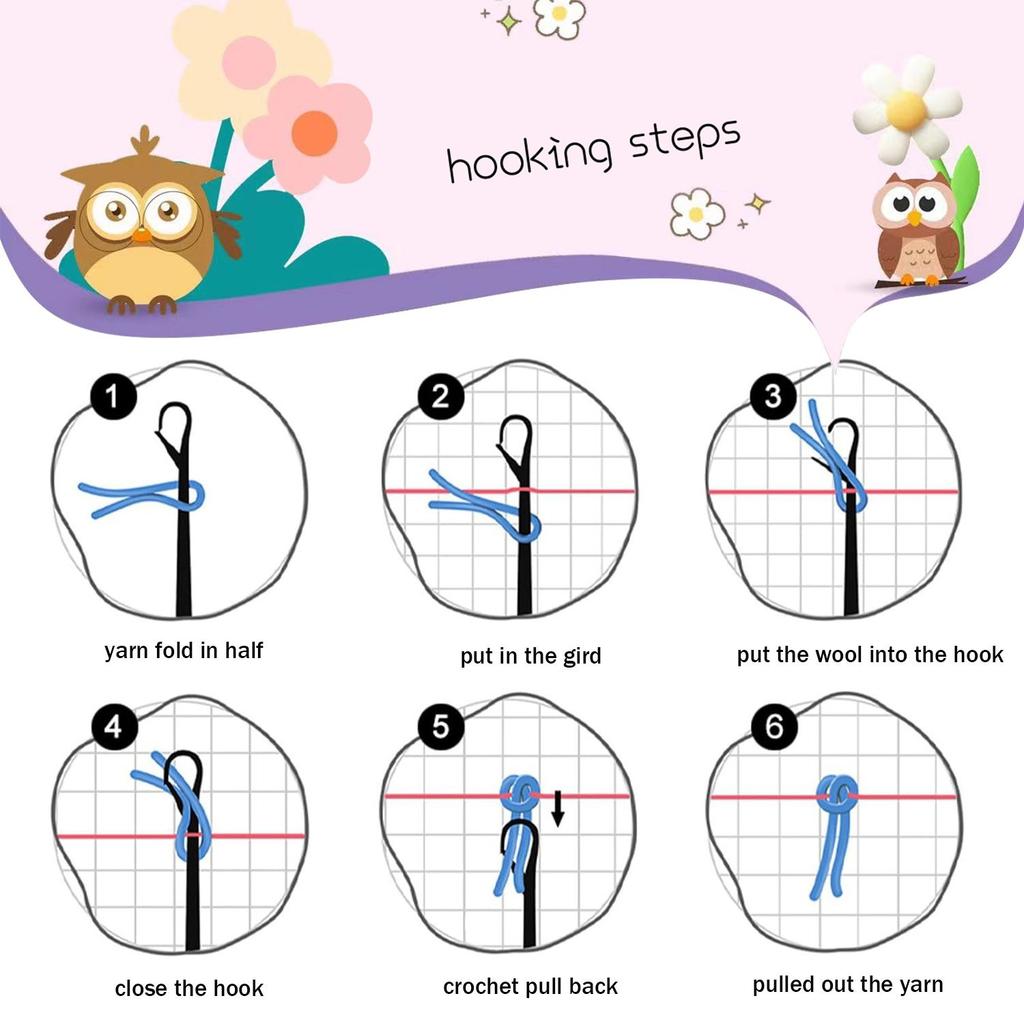 Latch Hook Pillow Case Rug Sewing Set with Pre-Printed Pattern DIY Crochet Yarn Embroidery Needlework Craft Kits Home Decor