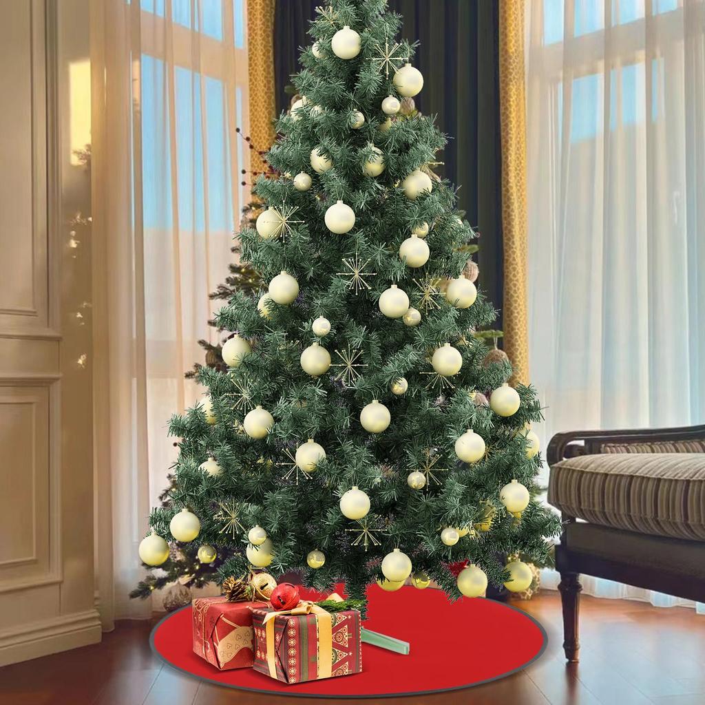 76cm Reversible Christmas Tree Mat Waterproof Round Floor Protection Mat Red and Green Floor Rug Christmas Tree Floor Protector