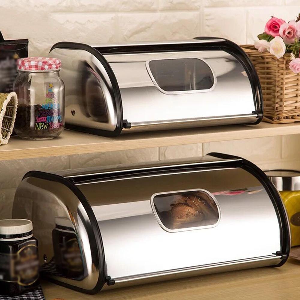 Roll Top Bread Bin Large Capacity Bread Box For Entrance Pantry Farmhouse Bread Storage Box Healthy Lifestyle Tool