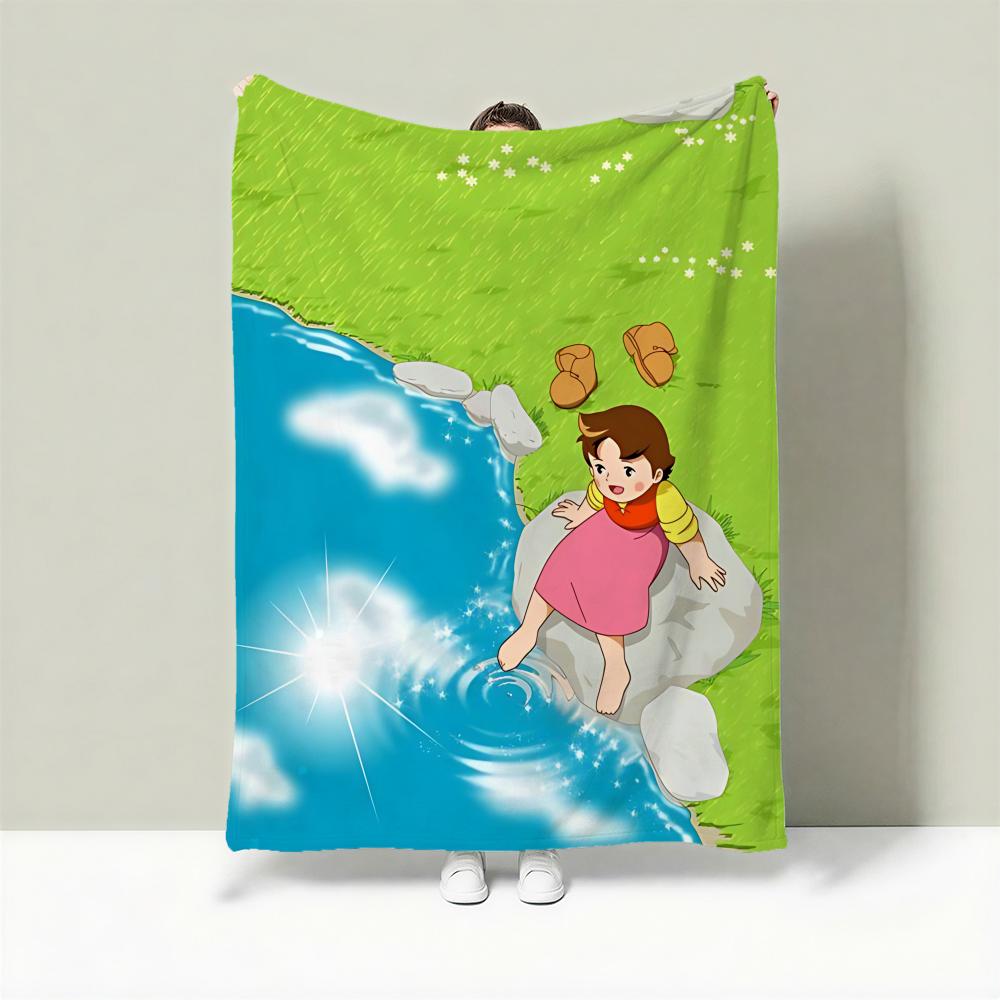 

Cartoon H-Heidi, Girl of the Alps Throw Lightweight 240g Flannel Blanket Soft Skin-friendly for Summer Cooling 75cmx90cm