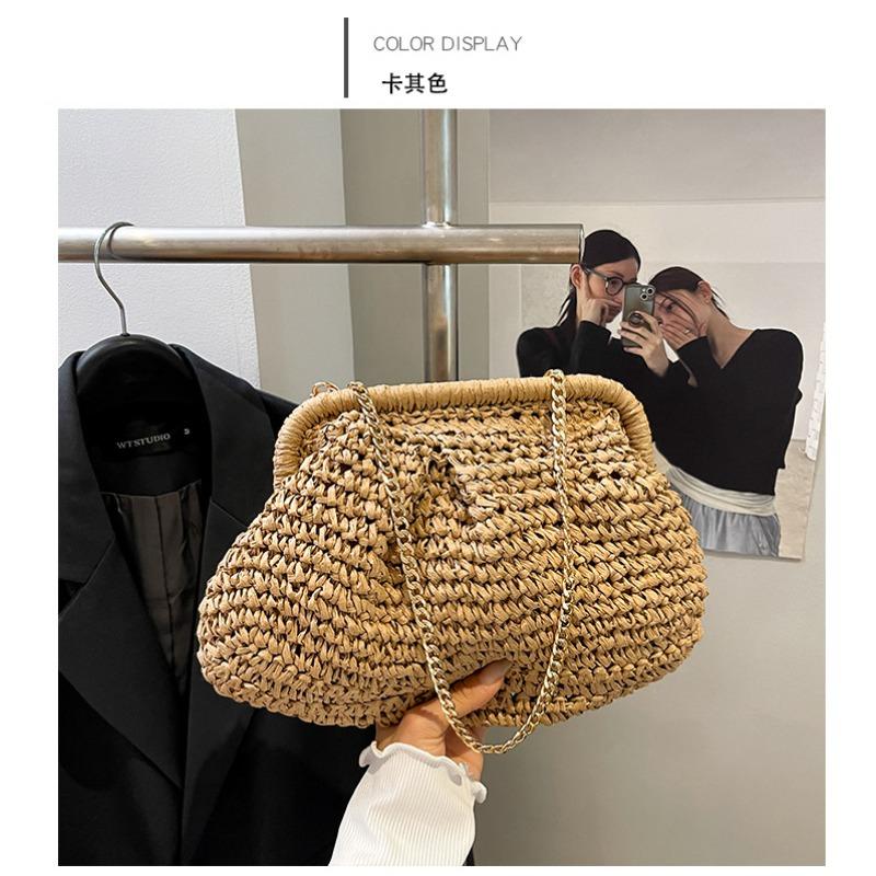 

Сумка ручной работы женская новая модная на плечо отпускная соломенная сумка цепочка кроссбоди сумка-ракушка хаки