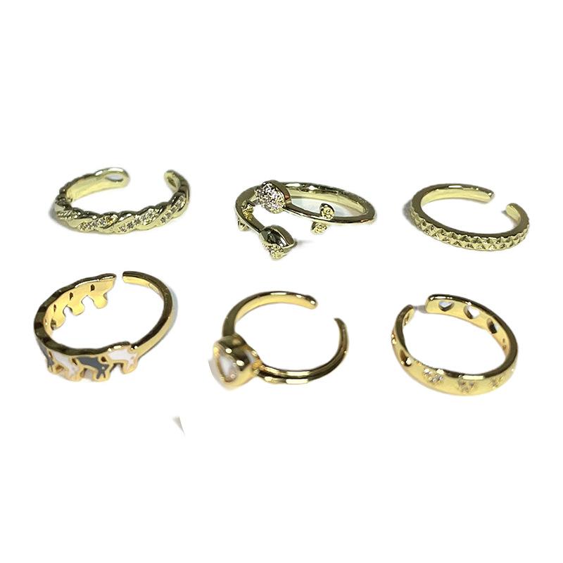 Gold Simple Fashion Full Diamond Zircon Geometric Opening Ring Women'S Adjustable Niche Design Exquisite Ring