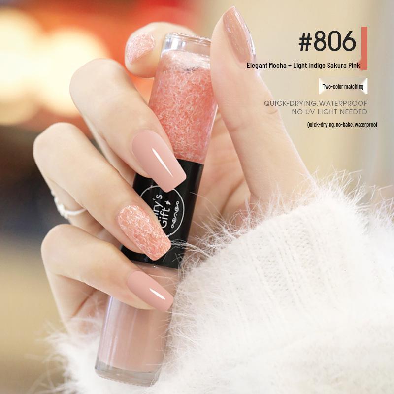 Dual-Color No-Bake Quick-Dry Waterproof Nail Polish - Long-Lasting & Non-Peeling for Autumn/Winter
