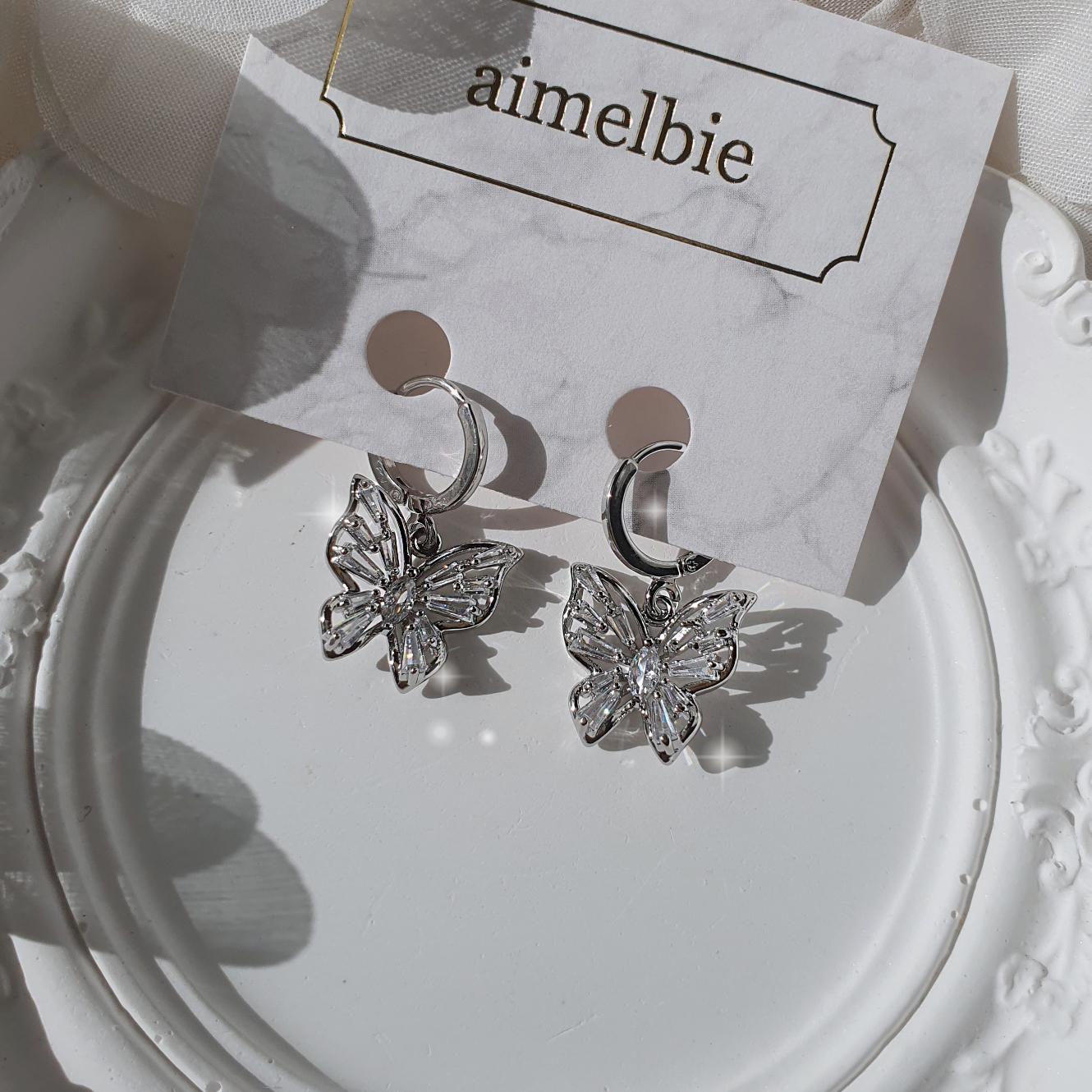 

[Сережки Aespa Karina] Сережки Huggies Fairy Butterfly - сріблястий колір срібний