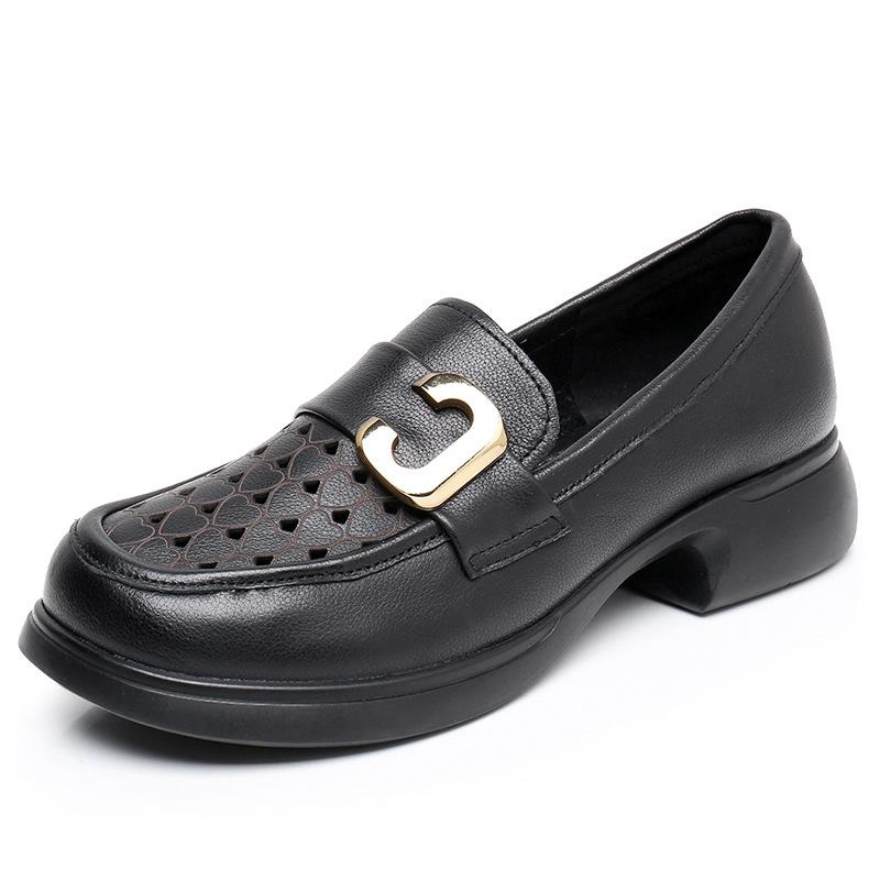 

Модная GKTINOO 2025 Летняя Весенняя Обувь Женская Натуральная Кожа Женские Туфли-Лодочки Леди Мягкая Подошва Платформа Перфорированные Британские Лоферы Женская Обувь 43 чёрный