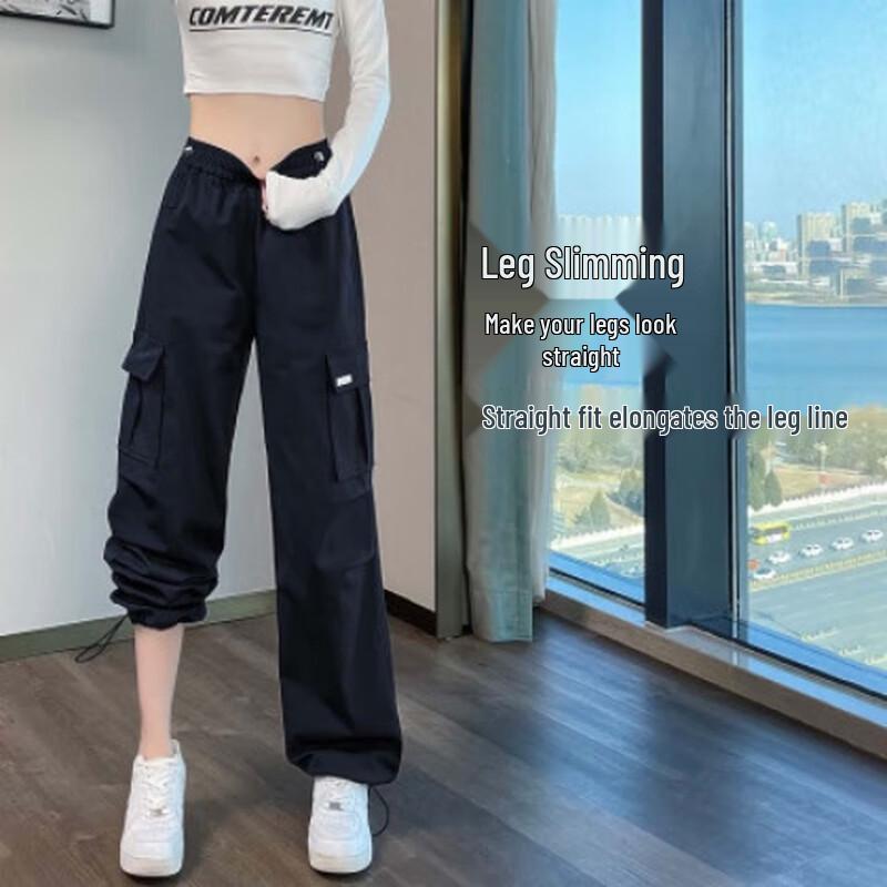HSTYLE Women's High-Waist Convertible Cargo Wide-Leg Pants