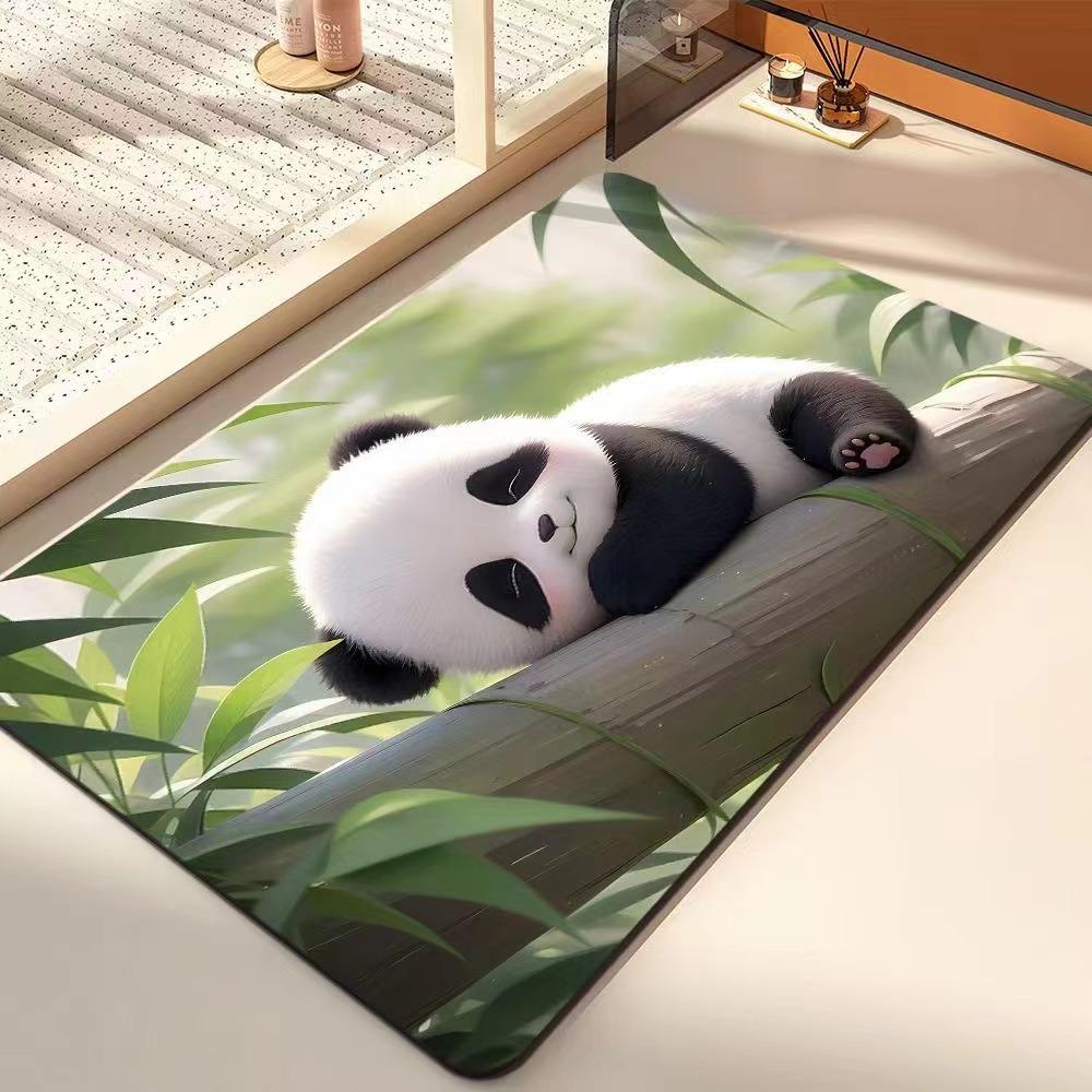 Cartoon Cute Panda Bathroom Floor Mat Household Toilet Non-slip Quick Dry Diatom Mud Door Mat Absorbent Soft Foot Mat