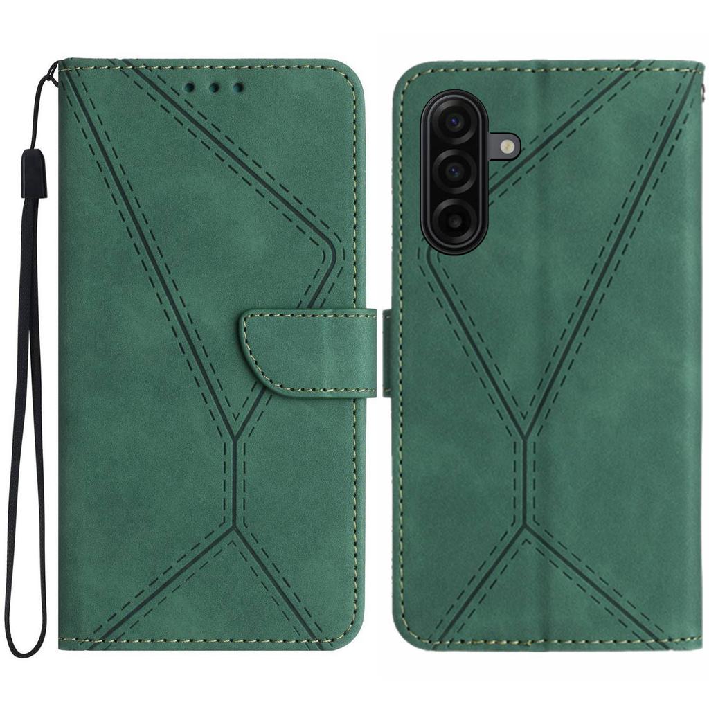 For Samsung Galaxy A57 5G Case Skin Touch Lines Imprinted PU Leather Flip Phone Cover