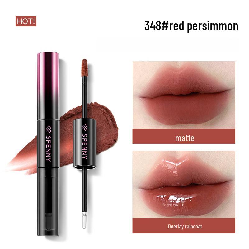 Shapeni Double-Ended Mirror Lip Gloss & Plump Lip Mud - Long-lasting, Non-Staining, Ideal for Students, Asian Makeup.
