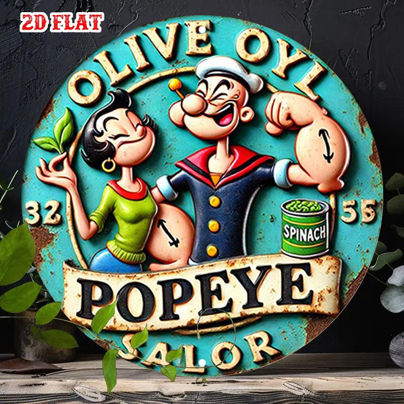 

D Flat A D Flat Aluminum Tin Sign Featuring Spinach a SailorThemed Round Design And Popeye Measuring Inches in Diame 20x20cm(8x8inch)