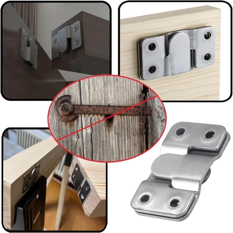10PCS Stainless Steel Picture Frame Hook Flush Mount Brackets Wall Hanger Sofa Interlock Bracket Joint Bed Corner Hanging Hooks