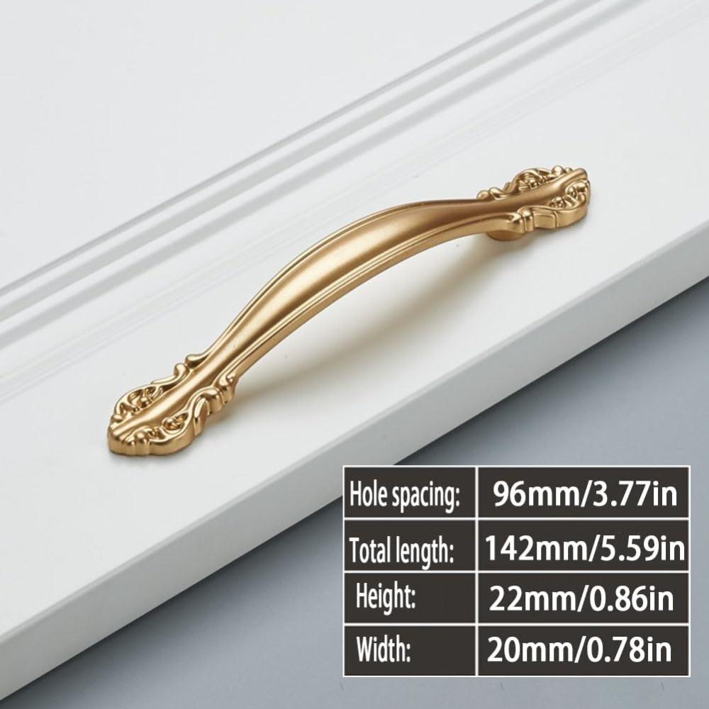 Brushed Brass Cabinet Pulls, 4 Pcs Aluminum Alloy Modern Hardware Handle Cabinet for Kitchen Dresser Cupboard Bathroom Pulls