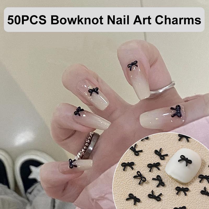 50Pcs Mixed Mini Bow Nail Charms Colorful 3D Resin Bowknot Nail Art Decoration Handcraft Accessories For Diy Manicure Salon