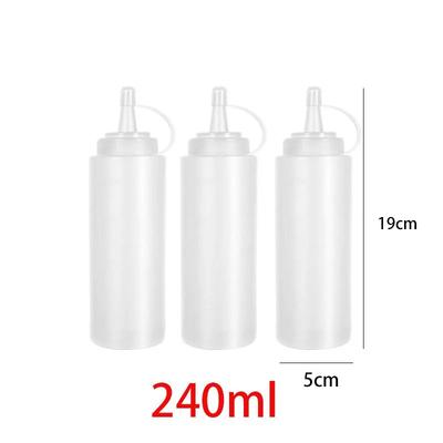 Squeeze Sauce Bottle Leak-Proof Nozzle Food-Grade Plastic Condiment Dispenser for BBQ Kitchen Picnic Ketchup Olive Oil Honey