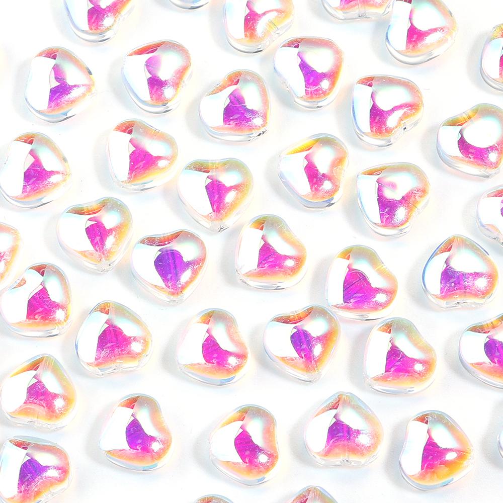 50Pcs/lot Heart Shape Czech Glass Beads Colorful Clear Loose Lampwork Beads for DIY Bracelets Charms Jewelry Making Accessories