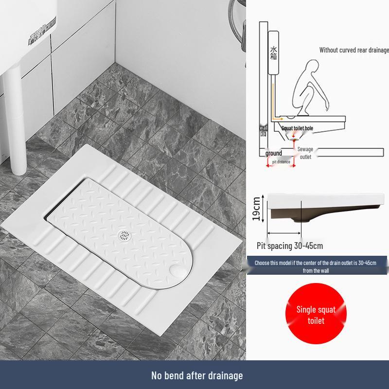 Compact Ceramic Squat Toilet with Flip Lid and Cover Plate