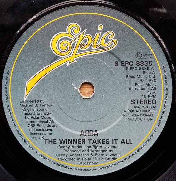 7inch Record ABBA The Winner Takes It All SEPC8835 Epic 1980 UK Pop Used