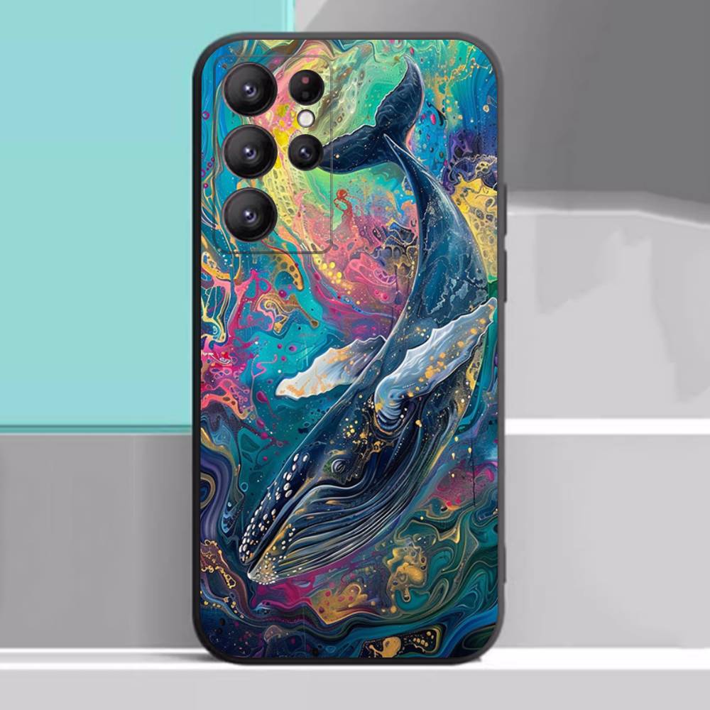 Space Ocean Whale Case For Samsung Galaxy Case S25 S23 S22 S21 S30 S20 S10 Ultra Plus FE TPU Soft Cover