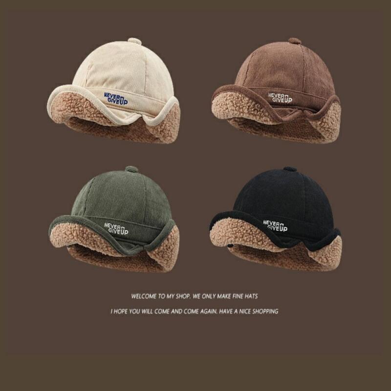 Women s winter hat with lettering embroidery and earflap C6448_Navy