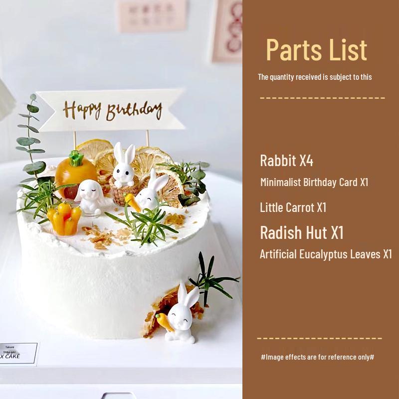 Pastoral Rabbit & Carrot Mini Basket Cake Topper Set