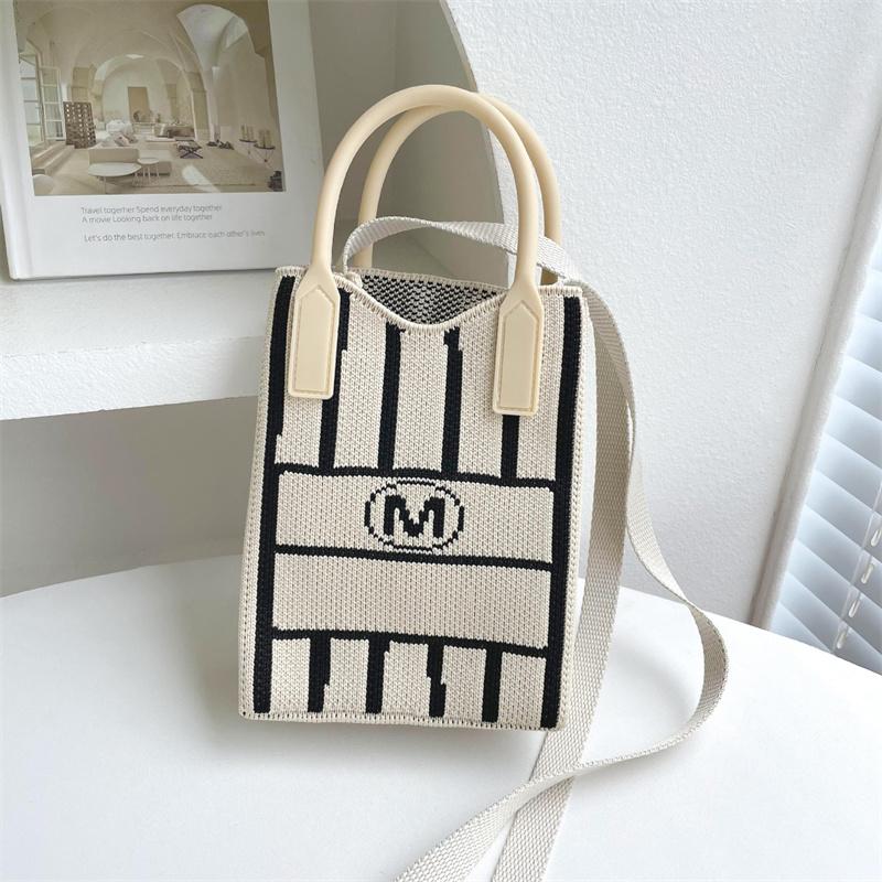 FASHION 2024 Knitted Mini Cross-Body Mobile Phone Bag Korean Versatile Student Commute Shoulder Bag Square Small Purse Handbag For Women