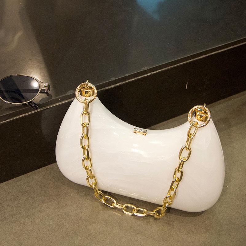 

Luxury Design Acrylic Women s Bag Chain Handbag New Fashionable Versatile Shoulder Bag Dinner Bag белый