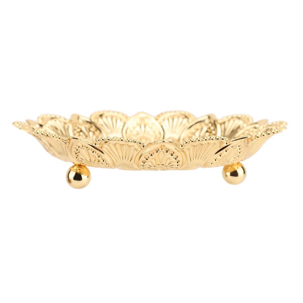 Retro Embossed Turkish Serving Tray Gold Embossed Decorative Tray  For Home Bar