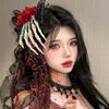 Vintage Skull Hand Rose Hair Clip: Gothic Devil Claw Halloween Accessory