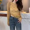 Summer Outfit Unique Yellow Floral Sun Protection Cover-up Top Designed Slim-fit Thin Long-sleeve T-shirt for Women