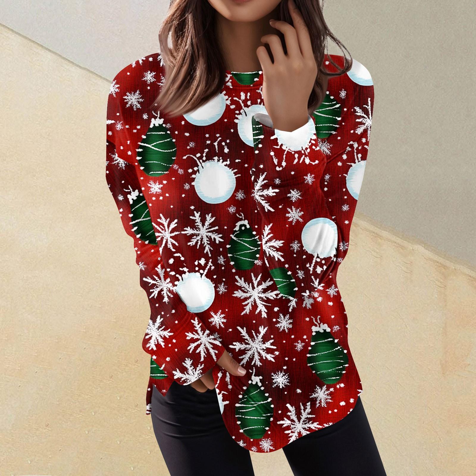 

Жіночий повсякденний модний пуловер з принтом і круглим вирізом з довгими рукавами M