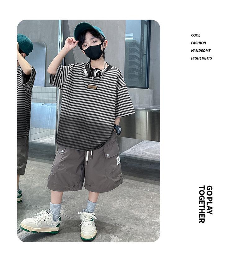2025 Boys' Gradient Striped Short-Sleeve T-Shirt - Trendy Summer Top