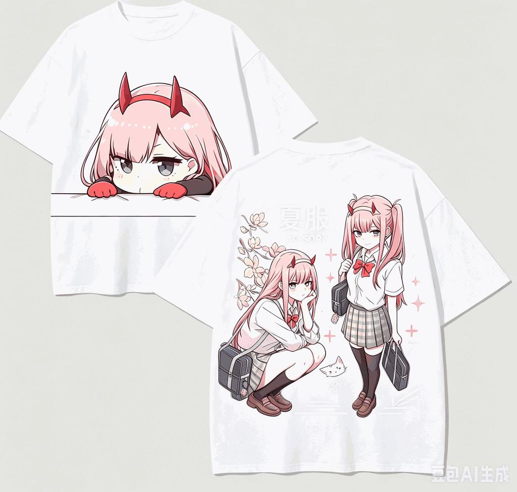 Darling In The Franxx Anime Lover TShirt Harajuku Cotton NewModel High Street Oversized Unisex Short Couples Streetwear Trendy
