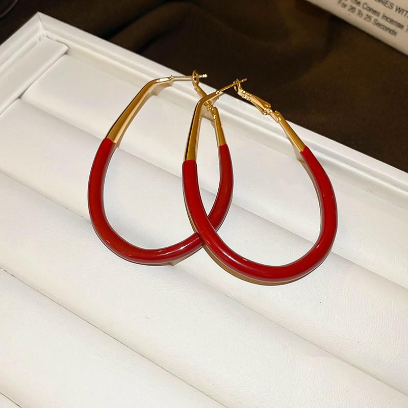 Ancola Silver Needle Red Heart Earrings – Fashionable, Luxurious & Elegant for Autumn/Winter 2025