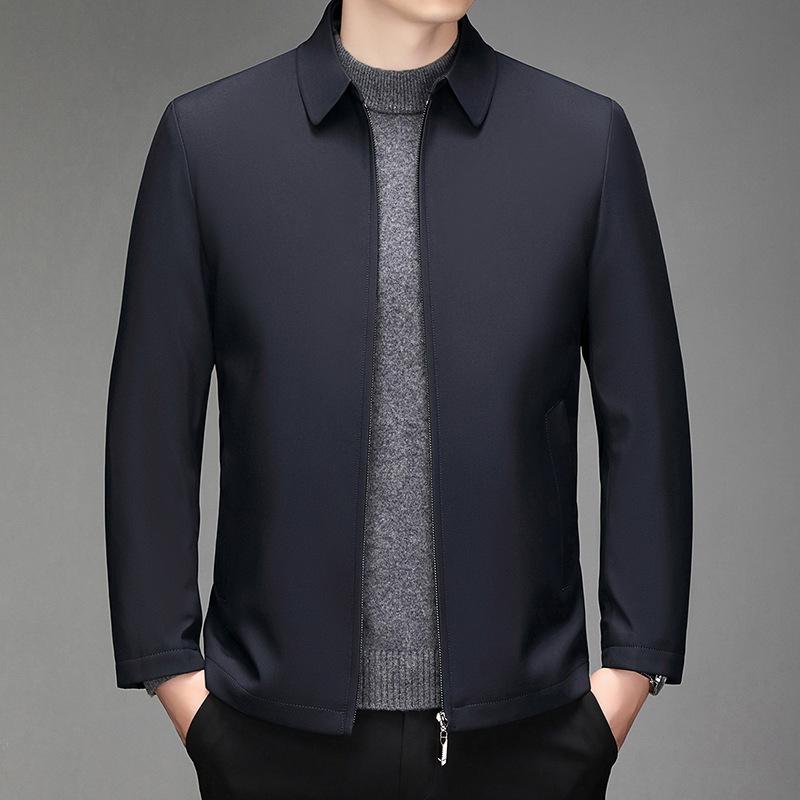 

Новая мужская хлопковая одежда среднего возраста, деловая, повседневная, на молнии, разгрузочная, утолщенная, с хлопковой подкладкой, для руководителей, мужская куртка 195 темно-синий