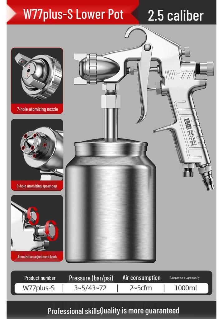 Pneumatic High Atomization Stainless Steel Spray Gun for Latex & Small Car Paint