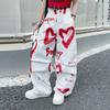 Girls' Short Sleeved Set Summer Stylish Medium Sized Children's Love Graffiti Children's Leisure Two Piece Set