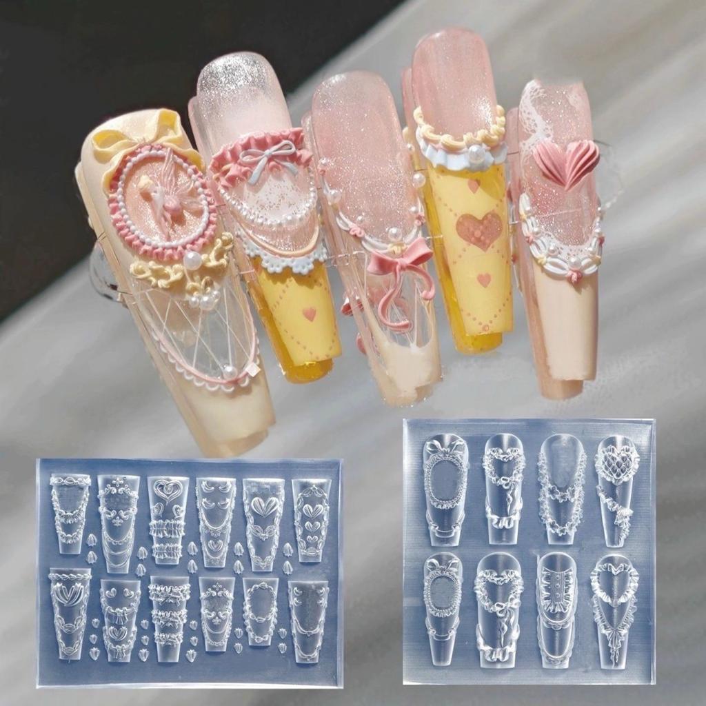 Nail Art Silicone Mold Cream Lace Shape Manicure Training Tool Professional Manicure Supplies for Various Occasion