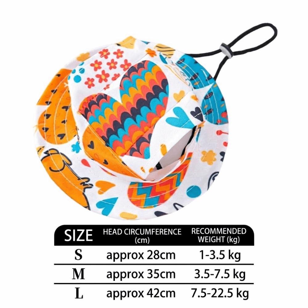 Breathable Cat Dog Sun Hat Adjustable Drawstring UV Protection Pet Bucket Hat Lightweight with Ear Holes Pet Cowboy Hat