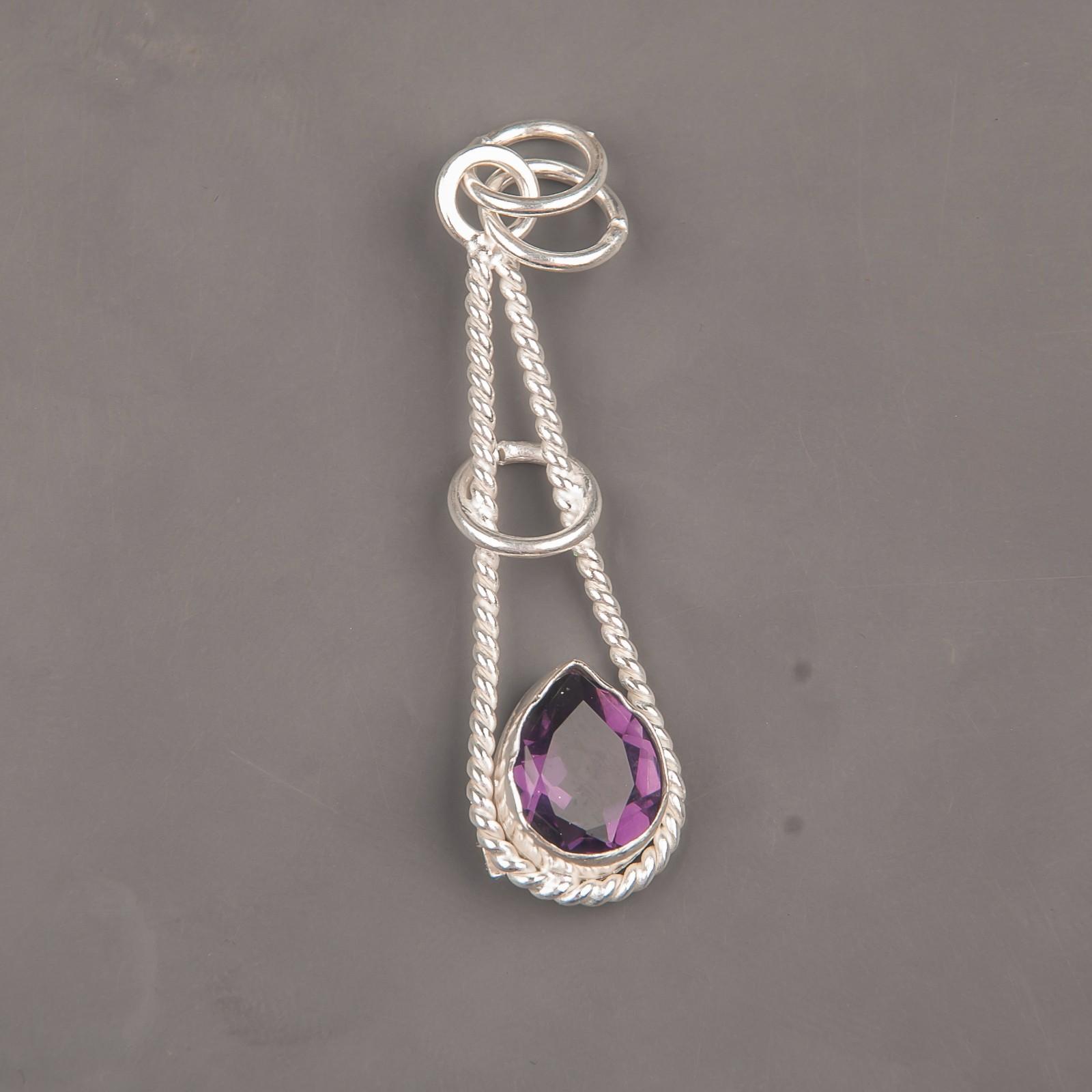 

Аметист Драгоценный камень Ювелирное изделие из стерлингового серебра 925 ручной работы Подвеска 1,78 для жены PP-21-6