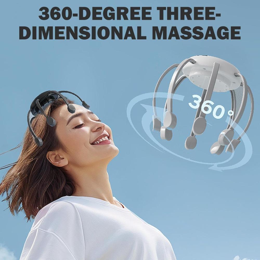 Electric Scalp Massager, 8-Claw & 5-Mode Head Massage Stress & Fatigue Relief Vibrating Automatic Head Massager for Women, Men