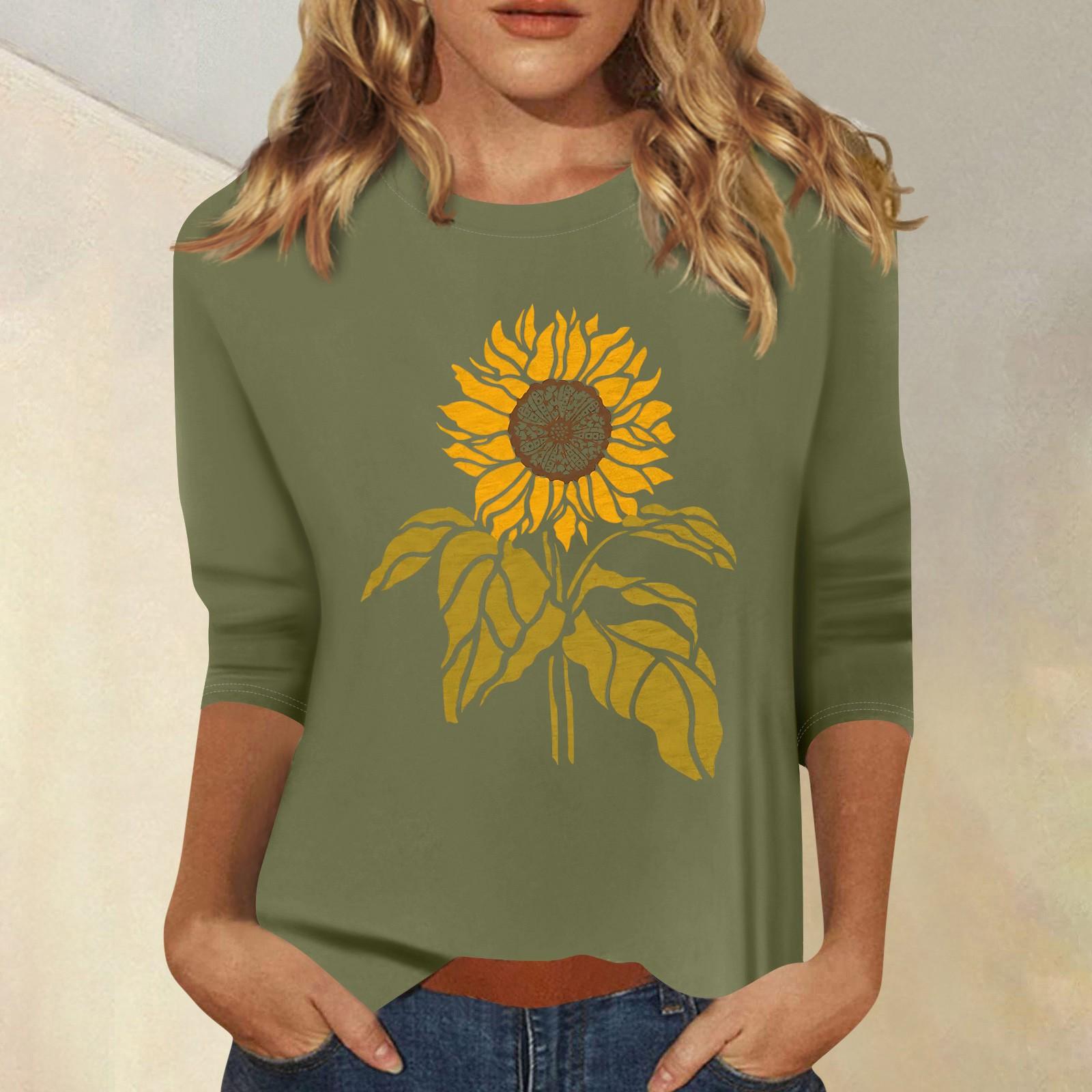 

Женская мода повседневный принтованный топ с семью рукавами и круглым вырезом S